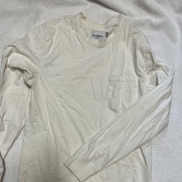 White Goodfellow Long sleeve pocket tee - Picture 1 of 3